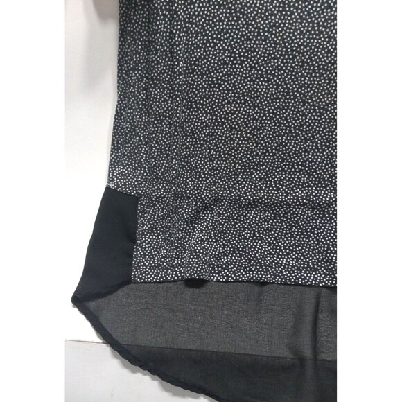 Worthington Mixed Media Black Large Semi Sheer Bodice Hem Panel Ruffle Sleeves - Picture 3 of 10